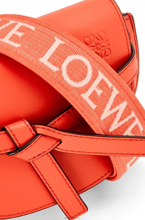 Loewe Yumuşak dana derisi ve jakarlı mini kapı ikili çanta 02600212 kadınlar gündoğumu turuncu