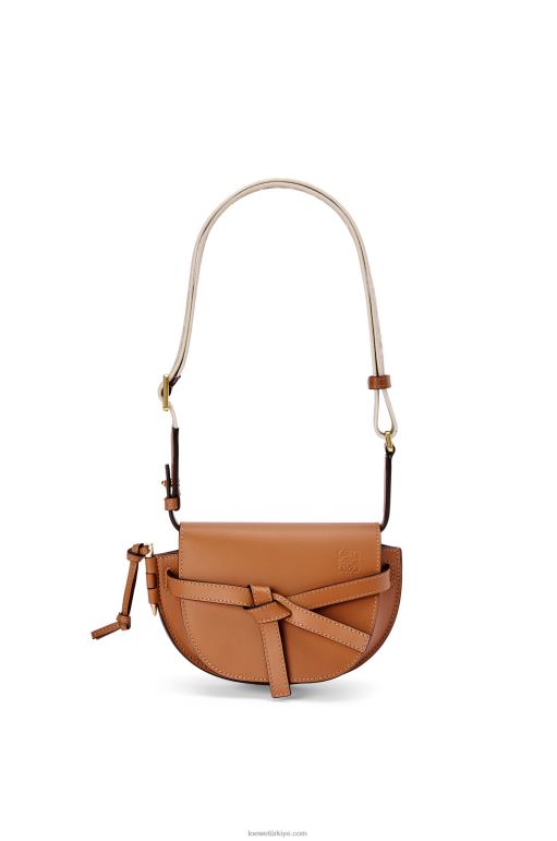 Loewe Yumuşak dana derisi ve jakarlı mini kapı ikili çanta 02600215 kadınlar bronzlaşmak