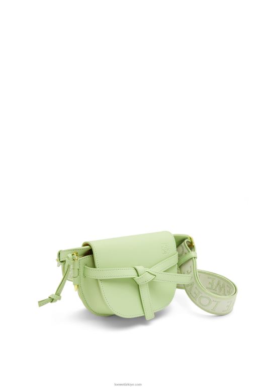 Loewe Yumuşak dana derisi ve jakarlı mini kapı ikili çanta 02600232 kadınlar açık soluk yeşil
