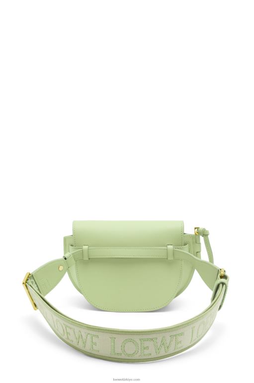 Loewe Yumuşak dana derisi ve jakarlı mini kapı ikili çanta 02600232 kadınlar açık soluk yeşil