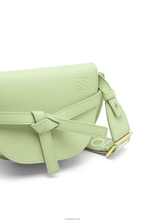 Loewe Yumuşak dana derisi ve jakarlı mini kapı ikili çanta 02600232 kadınlar açık soluk yeşil