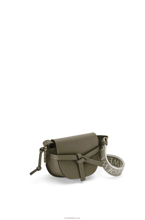 Loewe Yumuşak dana derisi ve jakarlı mini kapı ikili çanta 02600239 kadınlar sonbahar yeşili