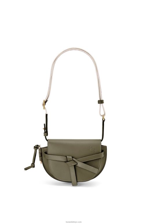Loewe Yumuşak dana derisi ve jakarlı mini kapı ikili çanta 02600239 kadınlar sonbahar yeşili