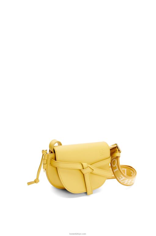 Loewe Yumuşak dana derisi ve jakarlı mini kapı ikili çanta 02600262 kadınlar koyu sarı