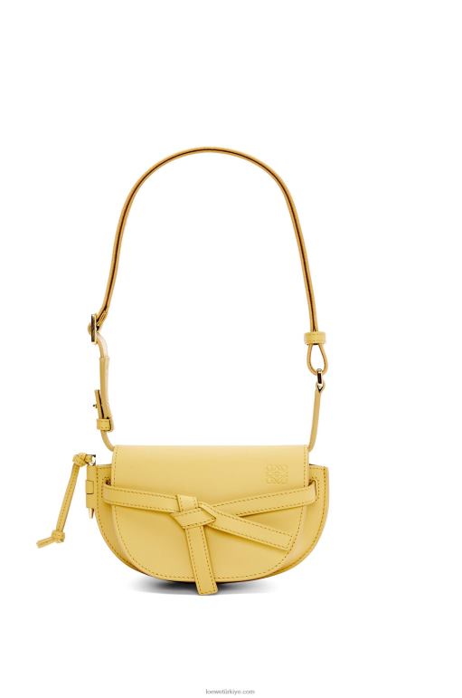 Loewe Yumuşak dana derisi ve jakarlı mini kapı ikili çanta 02600262 kadınlar koyu sarı