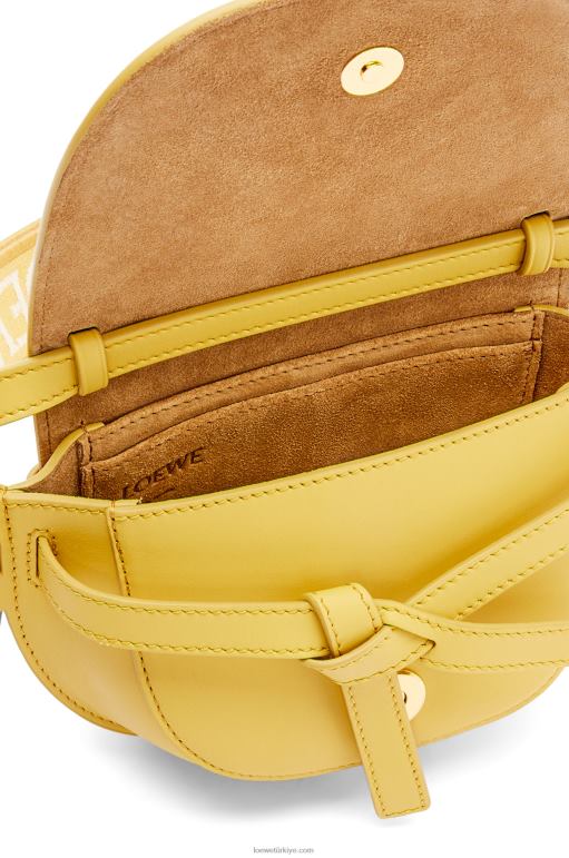 Loewe Yumuşak dana derisi ve jakarlı mini kapı ikili çanta 02600262 kadınlar koyu sarı