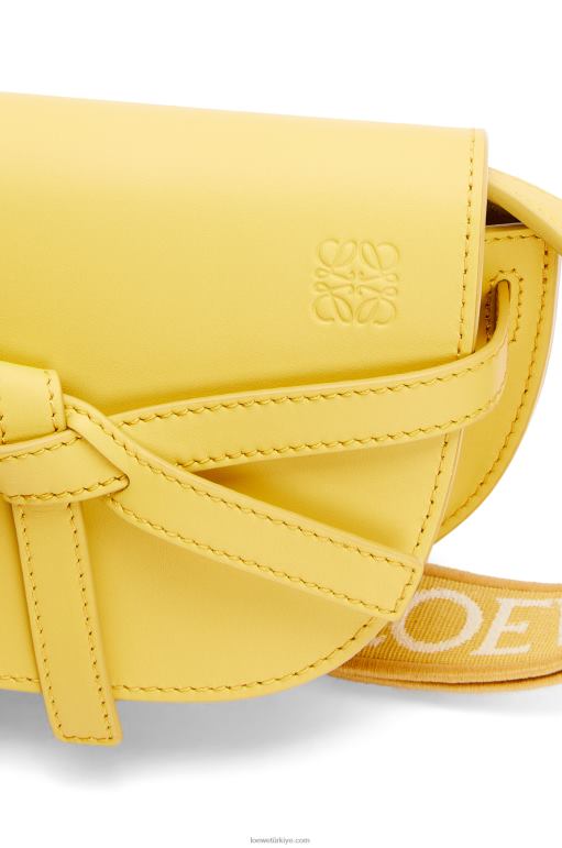 Loewe Yumuşak dana derisi ve jakarlı mini kapı ikili çanta 02600262 kadınlar koyu sarı