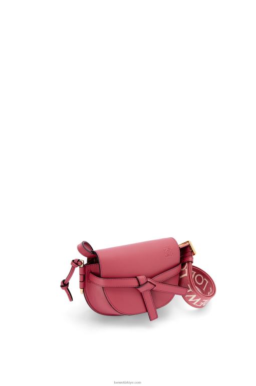 Loewe Yumuşak dana derisi ve jakarlı mini kapı ikili çanta 02600265 kadınlar erik gülü