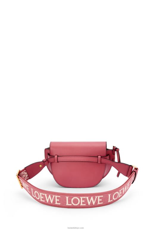 Loewe Yumuşak dana derisi ve jakarlı mini kapı ikili çanta 02600265 kadınlar erik gülü