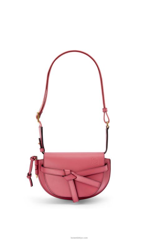 Loewe Yumuşak dana derisi ve jakarlı mini kapı ikili çanta 02600265 kadınlar erik gülü