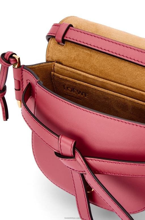 Loewe Yumuşak dana derisi ve jakarlı mini kapı ikili çanta 02600265 kadınlar erik gülü