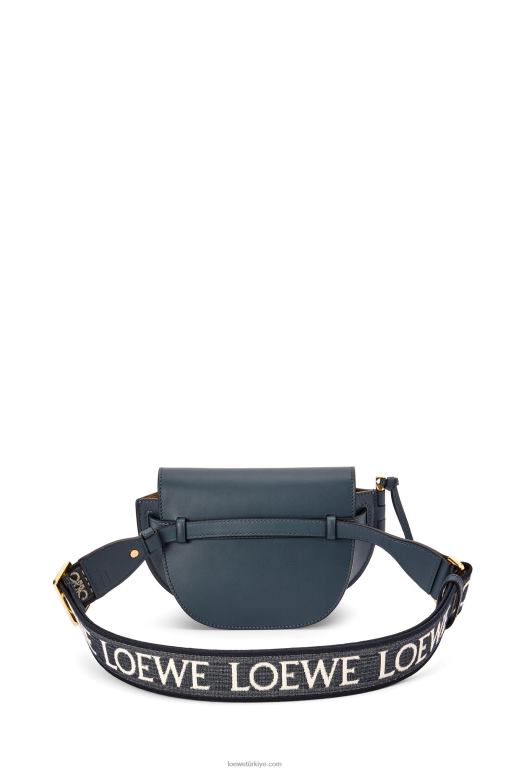 Loewe Yumuşak dana derisi ve jakarlı mini kapı ikili çanta 02600268 kadınlar oniks mavisi