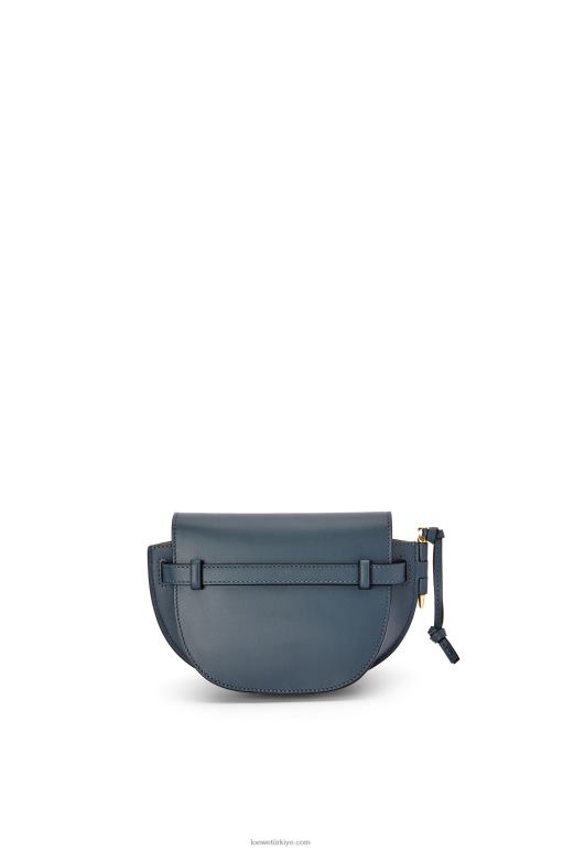 Loewe Yumuşak dana derisi ve jakarlı mini kapı ikili çanta 02600268 kadınlar oniks mavisi