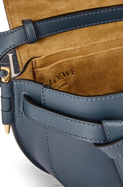 Loewe Yumuşak dana derisi ve jakarlı mini kapı ikili çanta 02600268 kadınlar oniks mavisi