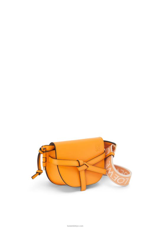 Loewe Yumuşak dana derisi ve jakarlı mini kapı ikili çanta 02600275 kadınlar mandalina