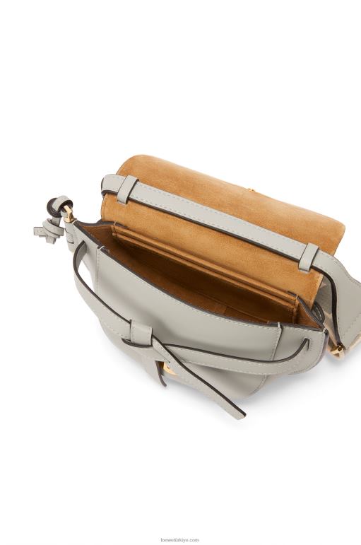 Loewe Yumuşak dana derisi ve jakarlı mini kapı ikili çanta 02600276 kadınlar kül grisi