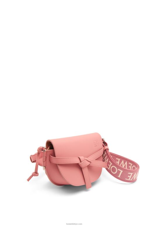 Loewe Yumuşak dana derisi ve jakarlı mini kapı ikili çanta 02600554 kadınlar şeftali çiçeği