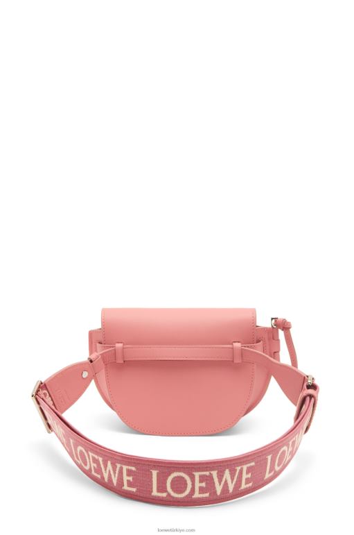 Loewe Yumuşak dana derisi ve jakarlı mini kapı ikili çanta 02600554 kadınlar şeftali çiçeği