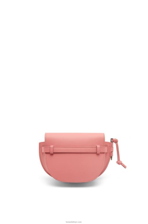 Loewe Yumuşak dana derisi ve jakarlı mini kapı ikili çanta 02600554 kadınlar şeftali çiçeği