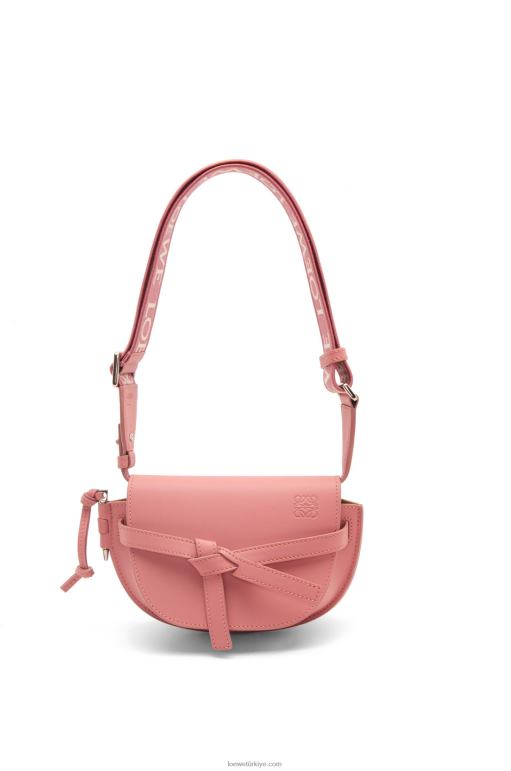 Loewe Yumuşak dana derisi ve jakarlı mini kapı ikili çanta 02600554 kadınlar şeftali çiçeği
