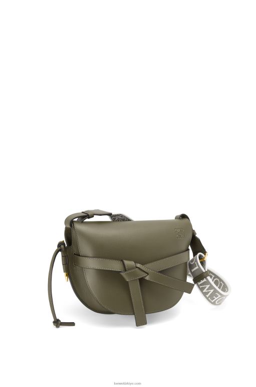 Loewe yumuşak dana derisi ve jakarlı küçük kapı çantası 02600256 kadınlar sonbahar yeşili