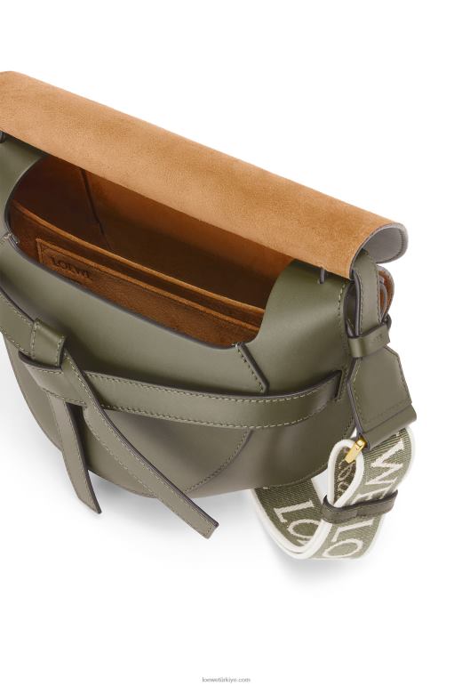 Loewe yumuşak dana derisi ve jakarlı küçük kapı çantası 02600256 kadınlar sonbahar yeşili