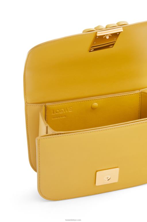 Loewe ipek dana derisinden küçük goya çantası 02600263 kadınlar soluk sarı sır