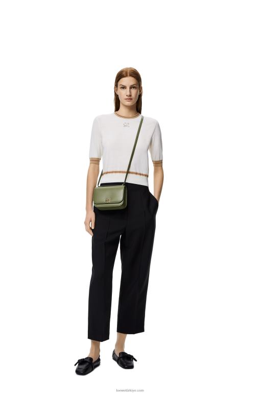 Loewe ipek dana derisinden küçük goya çantası 02600307 kadınlar avokado yeşili