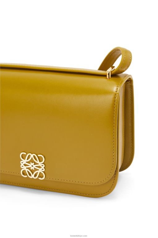 Loewe ipek dana derisinden küçük goya çantası 02600496 kadınlar okra