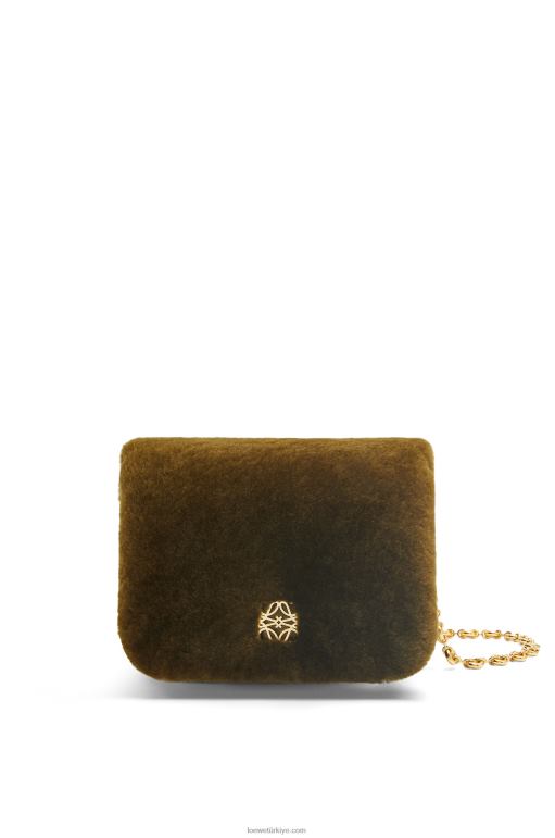 Loewe kürklü kirpi goya çanta 02600468 kadınlar haki yeşil