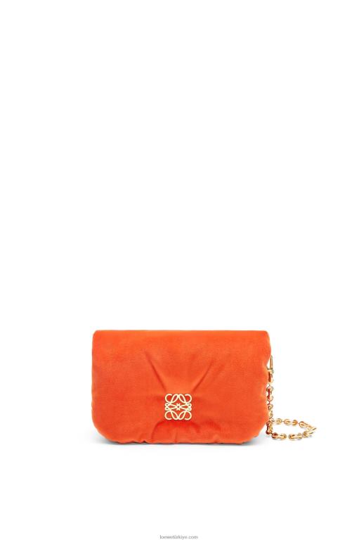 Loewe kadife mini goya goya çantası 02600249 kadınlar Mercan kırmızısı
