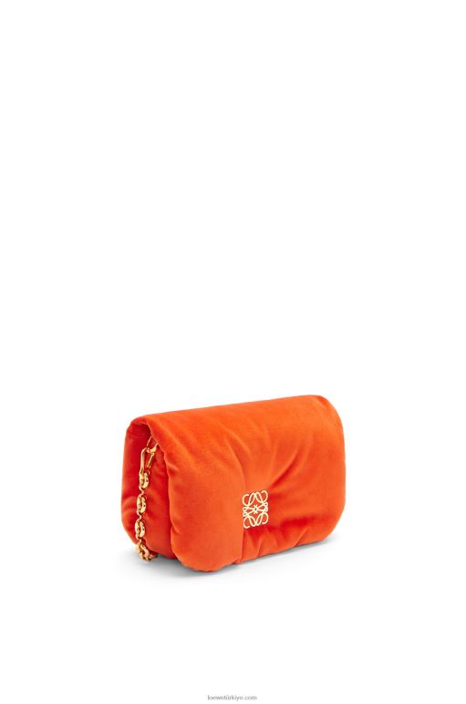 Loewe kadife mini goya goya çantası 02600249 kadınlar Mercan kırmızısı