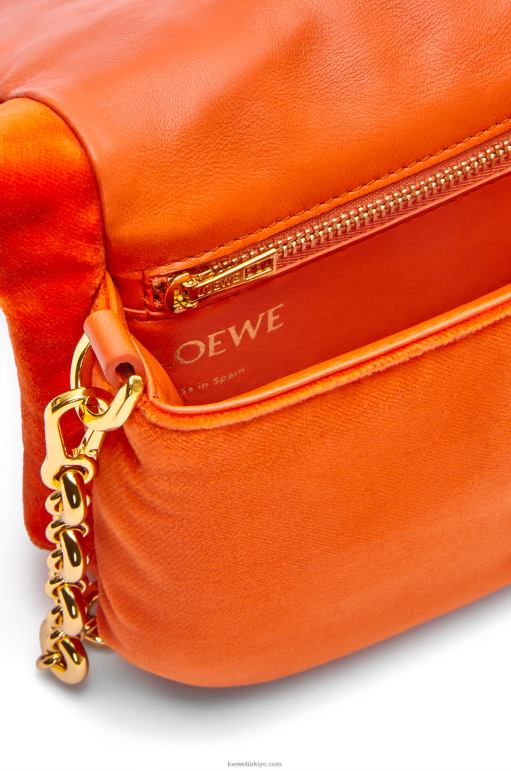 Loewe kadife mini goya goya çantası 02600249 kadınlar Mercan kırmızısı