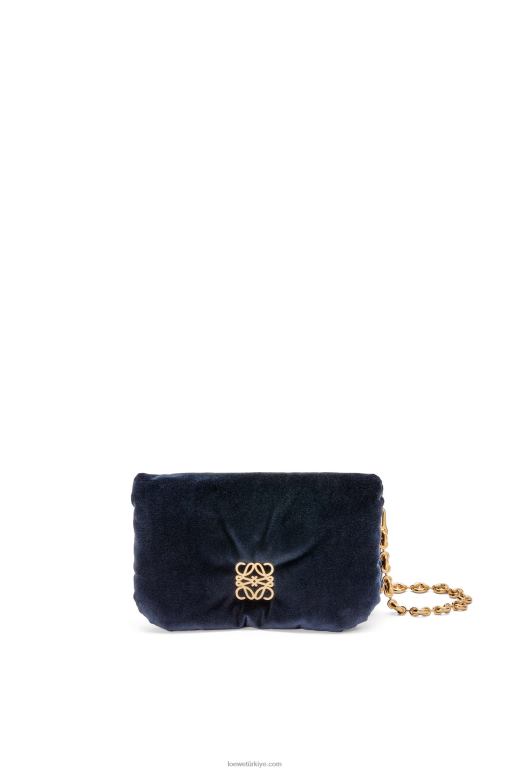 Loewe kadife mini goya goya çantası 02600250 kadınlar koyu mavi