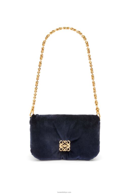 Loewe kadife mini goya goya çantası 02600250 kadınlar koyu mavi
