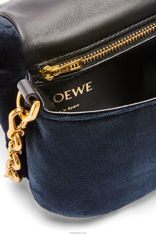 Loewe kadife mini goya goya çantası 02600250 kadınlar koyu mavi