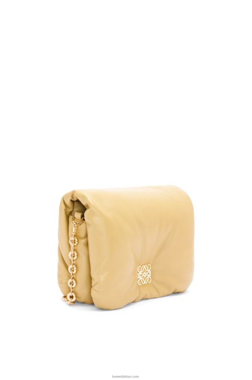 Loewe parlak napa kuzu derisinden kirpi goya çantası 02600380 kadınlar tereyağı