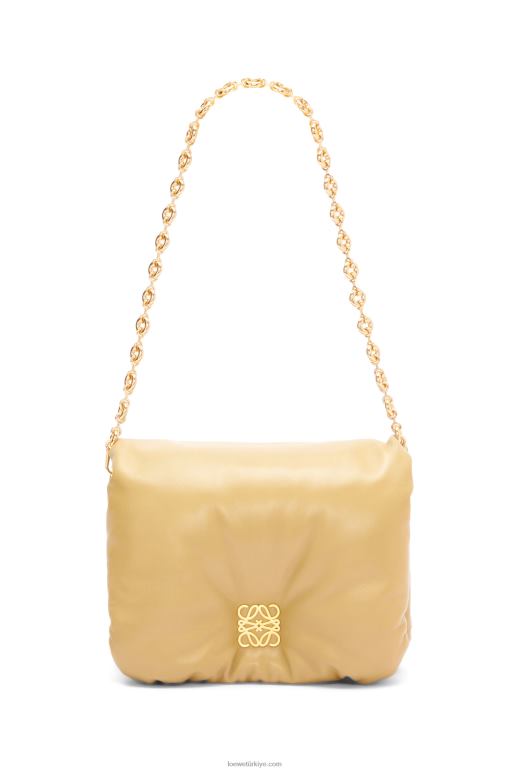 Loewe parlak napa kuzu derisinden kirpi goya çantası 02600380 kadınlar tereyağı