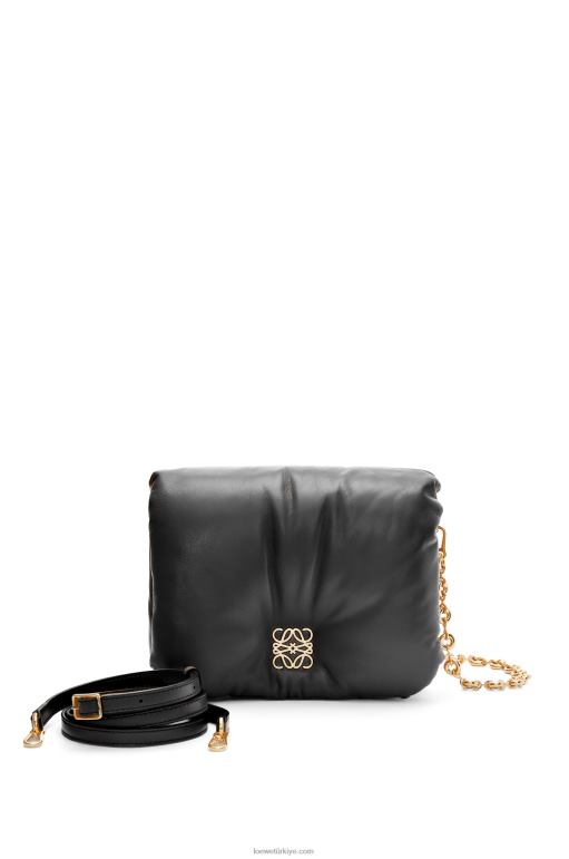Loewe parlak napa kuzu derisinden kirpi goya çantası 02600385 kadınlar siyah