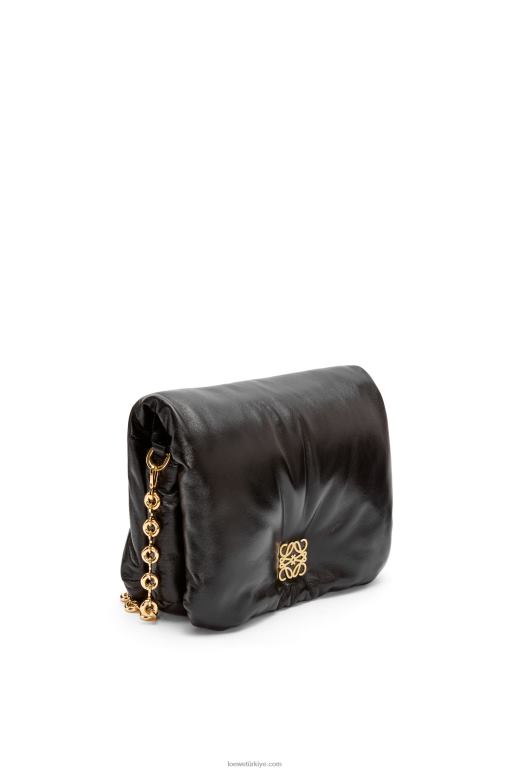 Loewe parlak napa kuzu derisinden kirpi goya çantası 02600385 kadınlar siyah