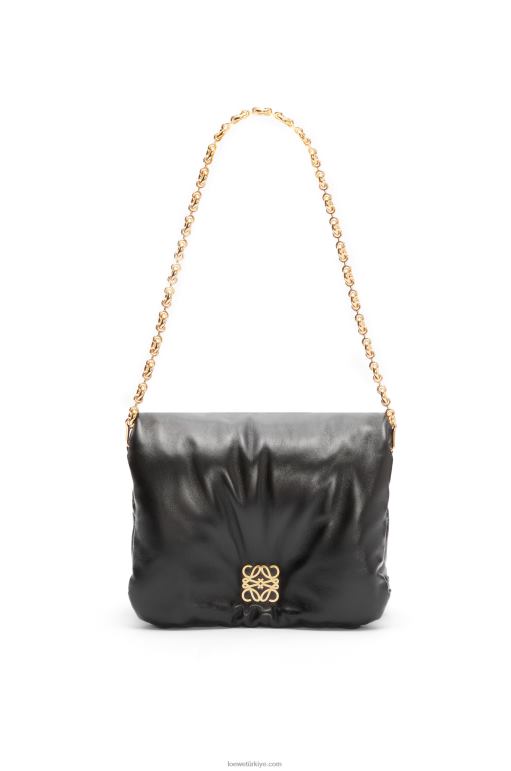 Loewe parlak napa kuzu derisinden kirpi goya çantası 02600385 kadınlar siyah