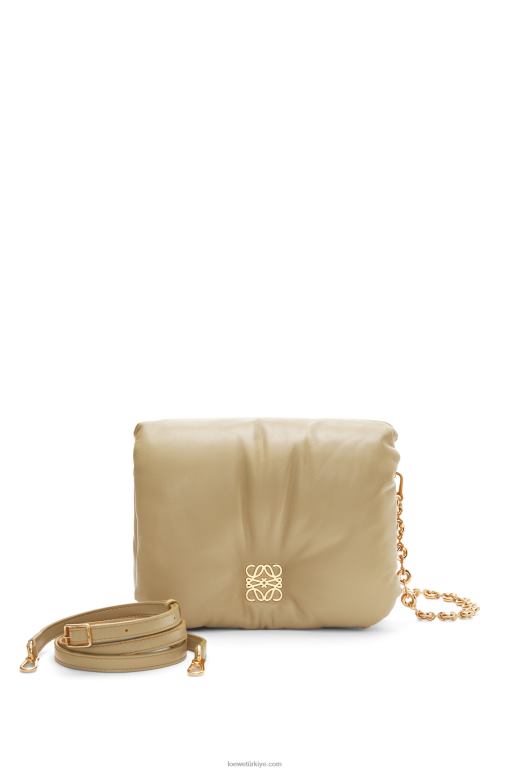 Loewe parlak napa kuzu derisinden kirpi goya çantası 02600386 kadınlar kil yeşili