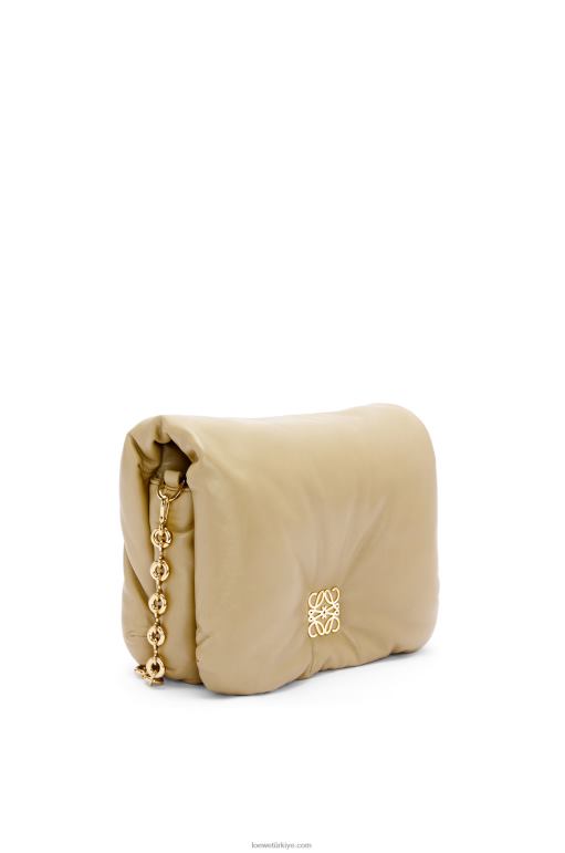 Loewe parlak napa kuzu derisinden kirpi goya çantası 02600386 kadınlar kil yeşili