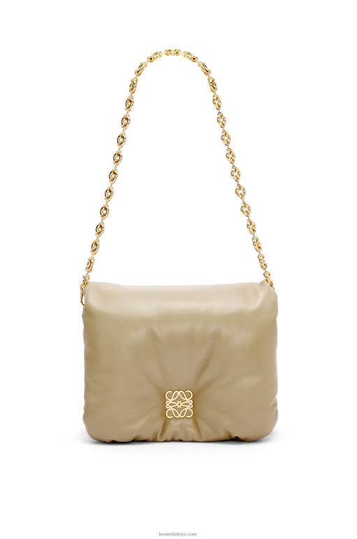 Loewe parlak napa kuzu derisinden kirpi goya çantası 02600386 kadınlar kil yeşili