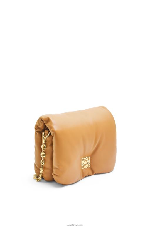 Loewe parlak napa kuzu derisinden kirpi goya çantası 02600387 kadınlar deve