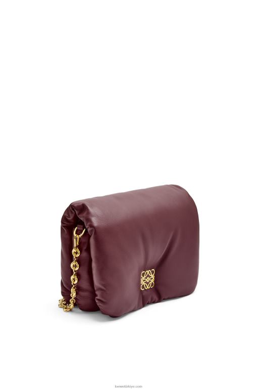 Loewe parlak napa kuzu derisinden kirpi goya çantası 02600416 kadınlar bordo