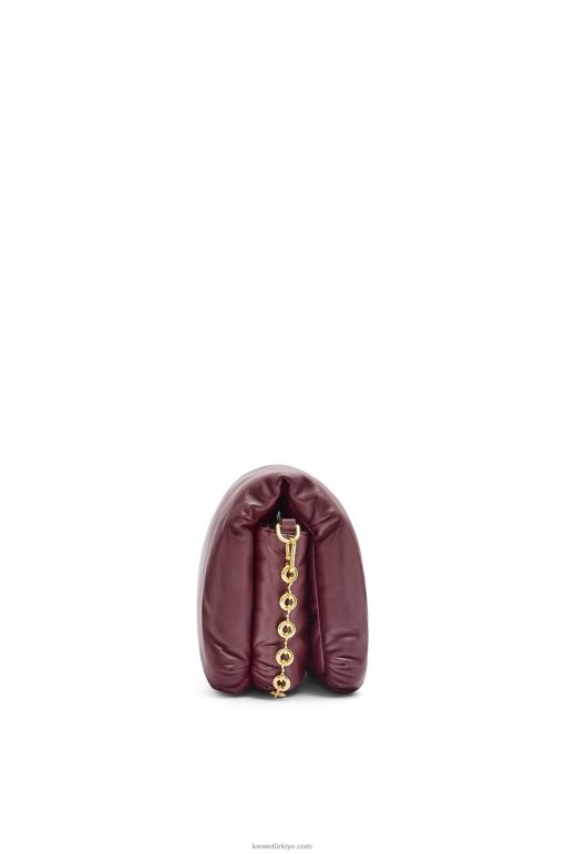 Loewe parlak napa kuzu derisinden kirpi goya çantası 02600416 kadınlar bordo