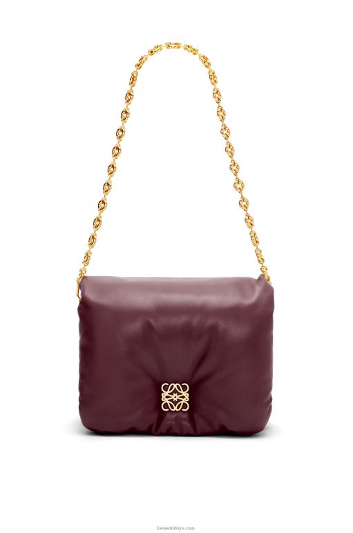 Loewe parlak napa kuzu derisinden kirpi goya çantası 02600416 kadınlar bordo