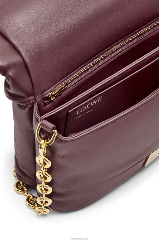 Loewe parlak napa kuzu derisinden kirpi goya çantası 02600416 kadınlar bordo