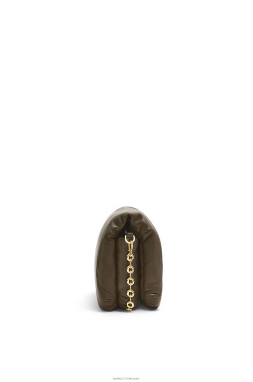 Loewe parlak napa kuzu derisinden kirpi goya çantası 02600465 kadınlar koyu haki yeşil